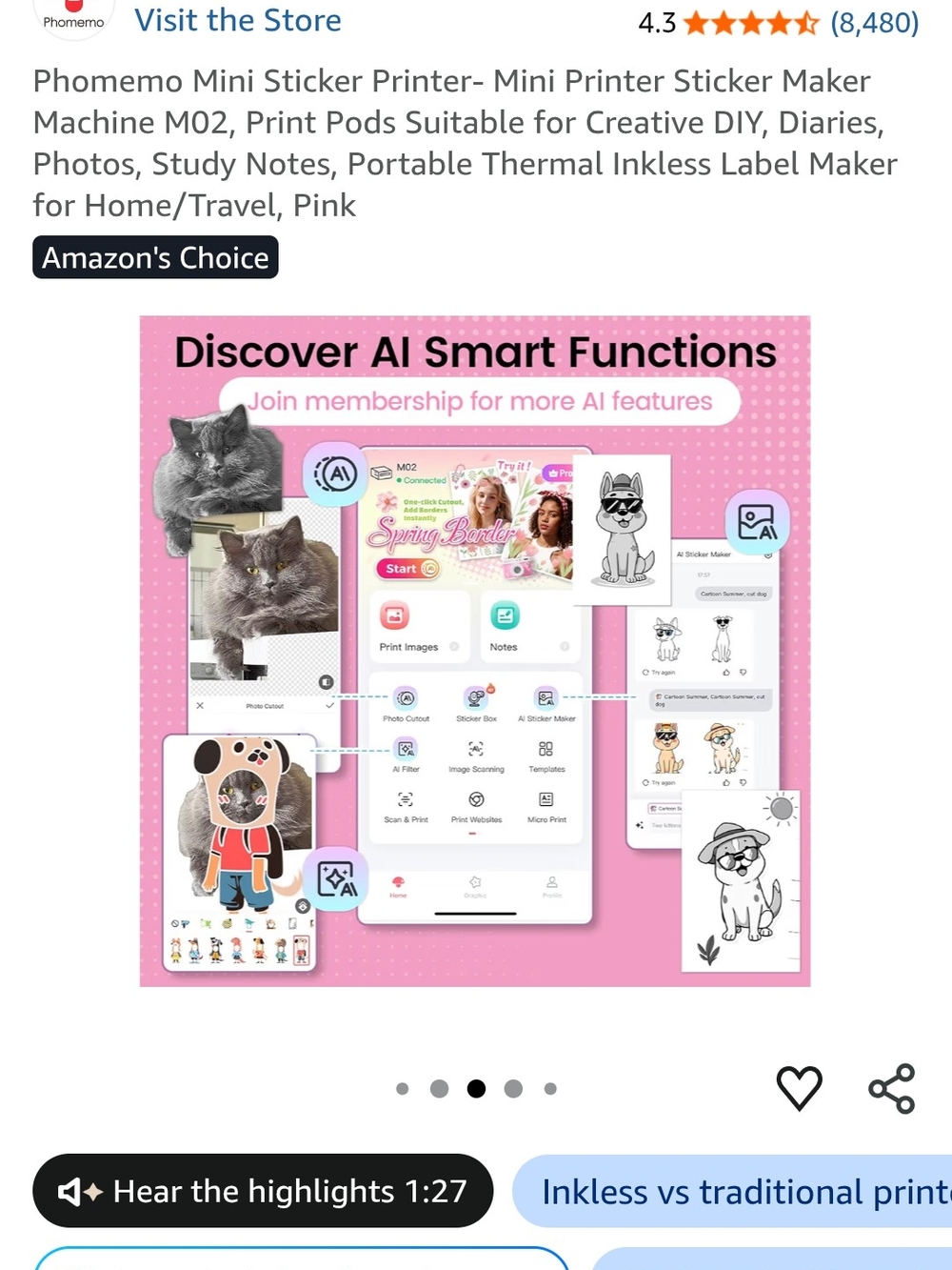 Pink Portable Mini Sticker Printer - Picture 2 of 13